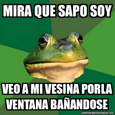 Meme Foul Bachelor Frog MiRA QUE SAPO SOY VEO A MI VESINA PORLA