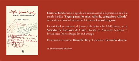 Invitación a la presentación de la novela inédita Según pasan los años