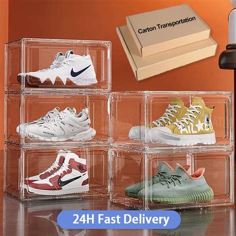 On HandPremium Quality Acrylic Shoe Box Magnetic Side Drop Acrylic