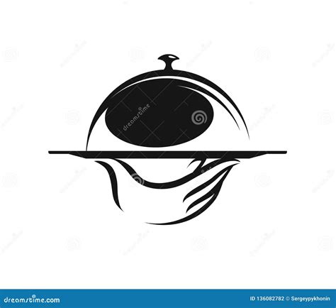 Menu Restaurant Food Service Logo Hand Holding A Tray Vector