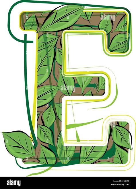 Green Leaf Alphabet Vector Illustration LETTER E Stock Vector Image