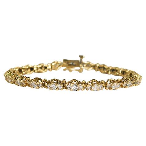 14k Yellow Gold Diamond Tennis Bracelet 2 50 Ct For Sale At 1stdibs