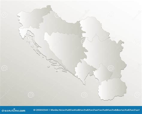 Yugoslavia Map, Administrative Division, Separates Regions, Individual ...