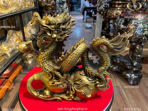 Tượng Rồng Hồ Lô Phong Thủy Bằng đồng Cao 27 Ngang 32 Rộng 10 Nặng