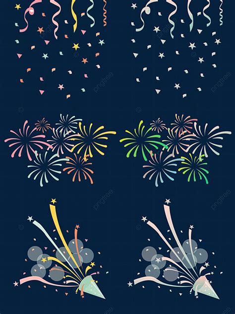 Cartoon Cute Celebration Event Firework Salute Floating Ribbon Cartoon