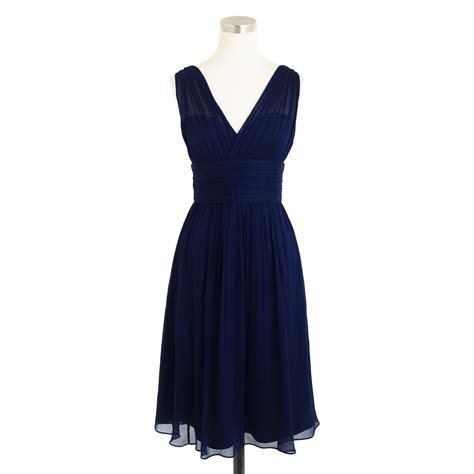 J Crew Ava Dress In Silk Chiffon In Blue Lyst