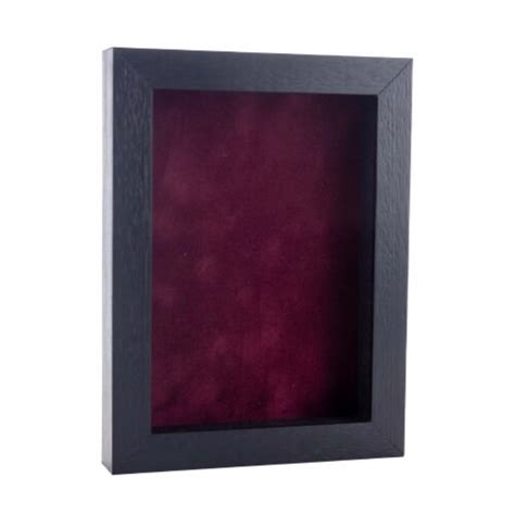 8x10 Shadow Box Frame Textured Black Wood 34 Depth Dark Berry Suede Backing Uv Acrylic 8x10