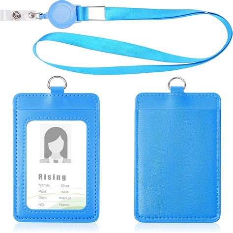 Vicloon Leather Badge Holder Sided Pu Leather Id Badge Holder And