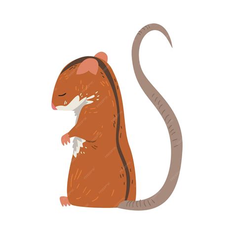 Premium Vector Field Mouse Standing On Hind Legs Cute Red Rodent