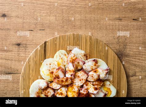 Pulpo A La Gallega Galician Octopus On Wood Typical Spanish Food