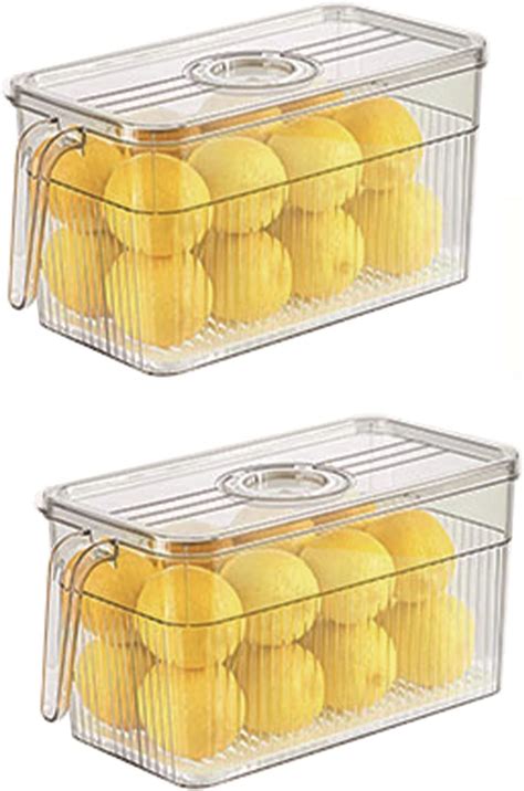 2 Pack Of Fridge Organizer With Freshness Timer Lid