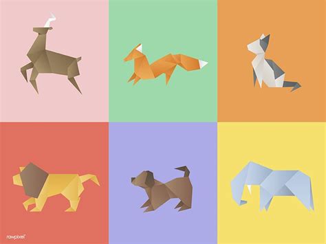 Colorful Origami Animals. image via https://www.rawpixel.com/board ...