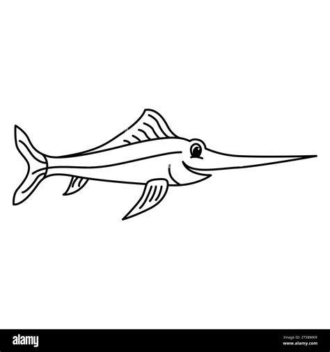 Página de dibujos animados de pez Marlin para colorear Imagen Vector