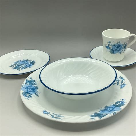 Piece Dinnerware Place Setting Corelle Blue Velvet Etsy