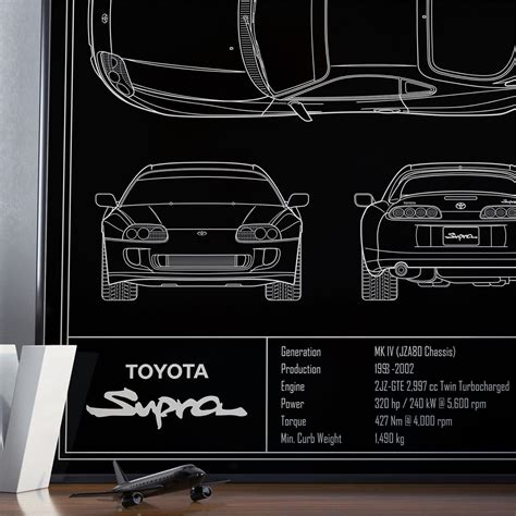 Toyota Supra Mk Tt Blueprint Poster Etsy Finland