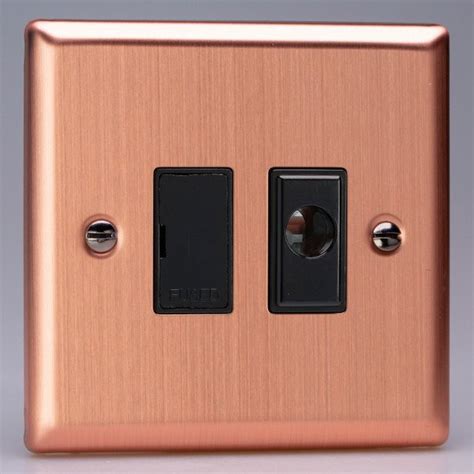 Varilight Urban Brushed Copper 13a Unswitched Fused Spur With Flex Outlet And Black Insert Ukes