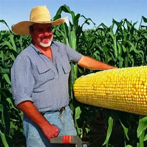 Proud Farmer Holding The World S Largest Corn Stable Diffusion