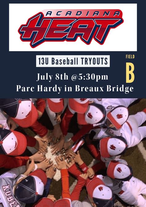 13u Tryouts Acadiana Heat Baseball 2025 Season