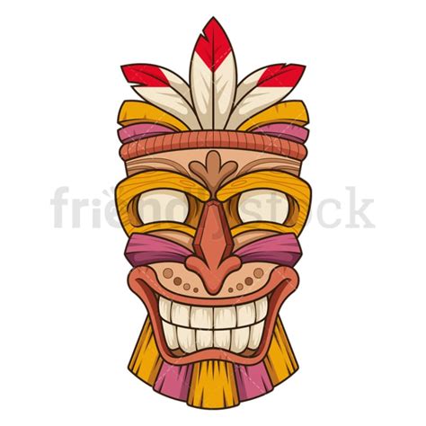 Tribal Tiki Mask Cartoon Clipart Vector Friendlystock