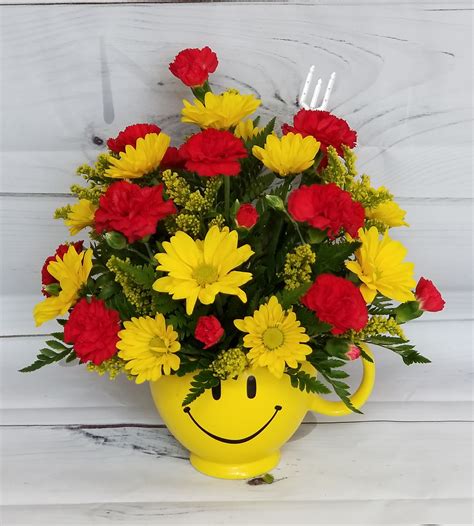 Smiley Face Mug Flower Arrangement Best Flower Site