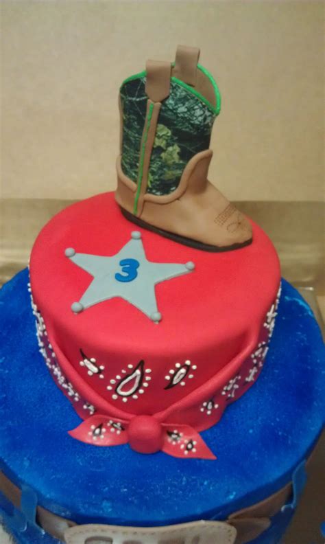 Cowboy Cake With Fondant Replica Of Birthday Boy S Mossy Oak Cowboy