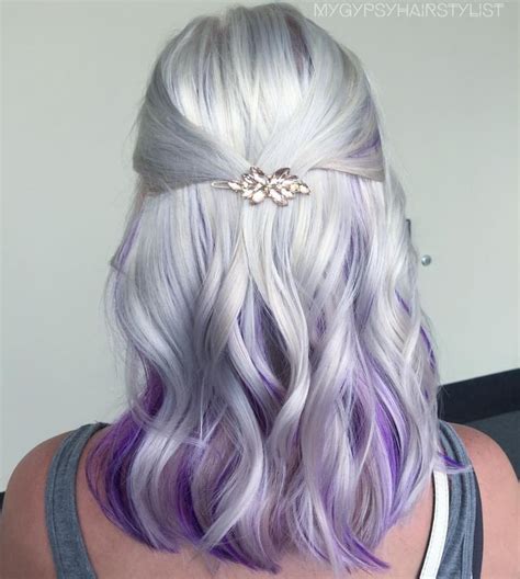 White hair/ purple hair/ trendy hair color ideas/ blonde hair ...