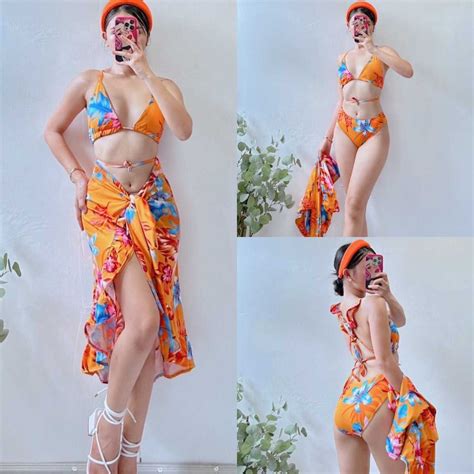 Bobi Co Summer Beach Sexy Split Skirt Three Piece In Bikini Swimsuit Shopee Philippines