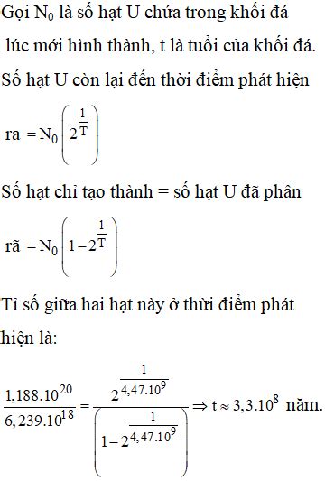 Hạt nhân Urani 238U92 sau một chuỗi phân rã biến đổi thành hạt nhân