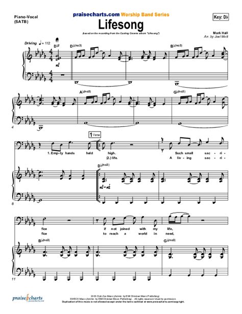 Lifesong Sheet Music PDF (Casting Crowns) - PraiseCharts