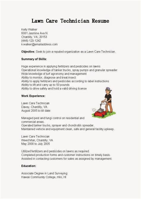 Resume Samples Lawn Care Technician Resume Sample