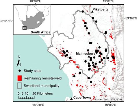 Map Of The Study Region The Study Sites Lie Within The Swartland