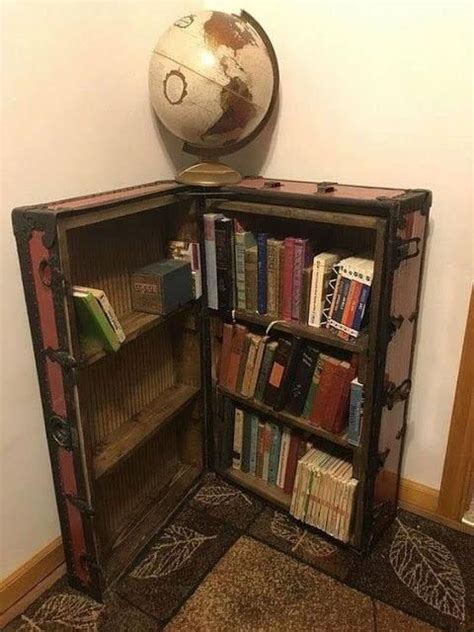 Vintage Trunk Book Shelf Old Trunk Old Bookshelves Unusual