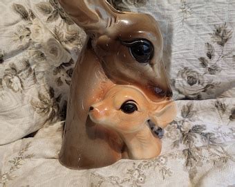 Deer And Frog Planter Vase Ceramic Fawn Vase Made In Japan Etsy