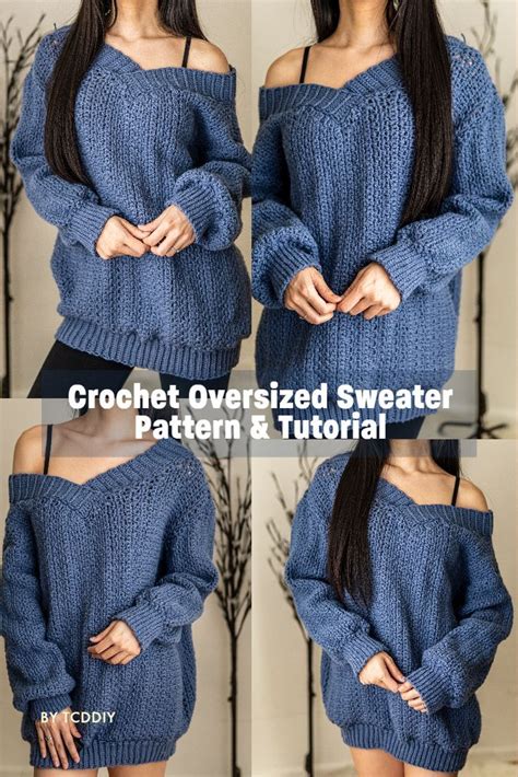 Crochet Pattern Oversized Off The Shoulder Sweater Pattern Pdf Download Etsy Oversize