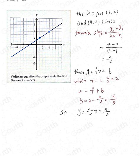 Solved Write An Equation That Represents The Line Use Exact Numbers