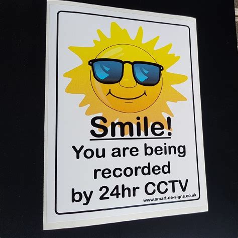 Smile You Are Being Recorded On Cctv Sign Rigid Warning Polite Notice