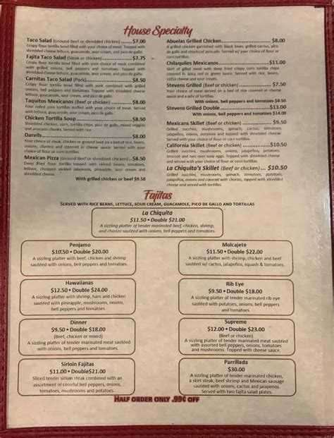 La Chiquita Restaurant Menu Immensely Microblog Pictures