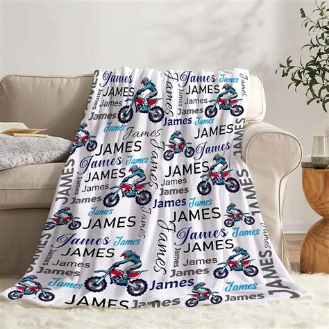 Personalized Motorcycle Dirt Bike Blanket For Boys Custom Motorcycle