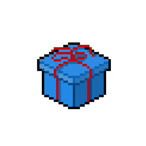 Blue Gift Box In Pixel Art Style Vector Art At Vecteezy