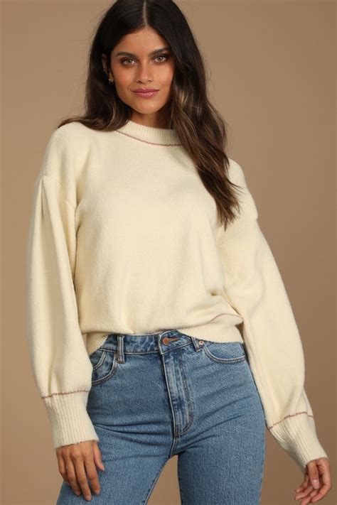 Ivory Sweater Knit Sweater Long Sleeve Sweater Lulus