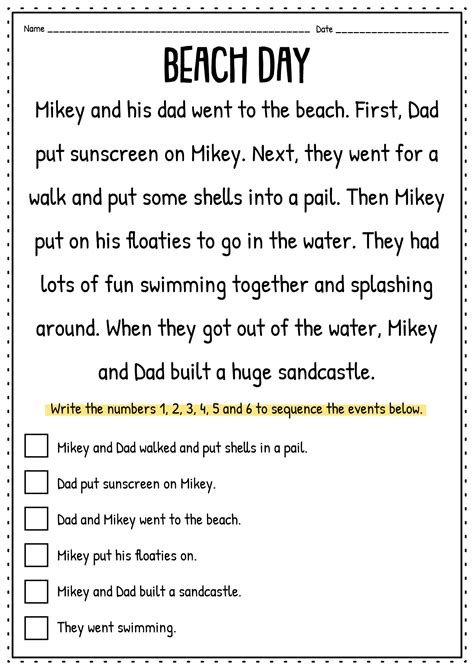 Picture Story Sequencing Worksheets