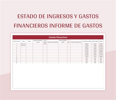 Plantilla De Formato Excel Estado De Ingresos Y Gastos Financieros