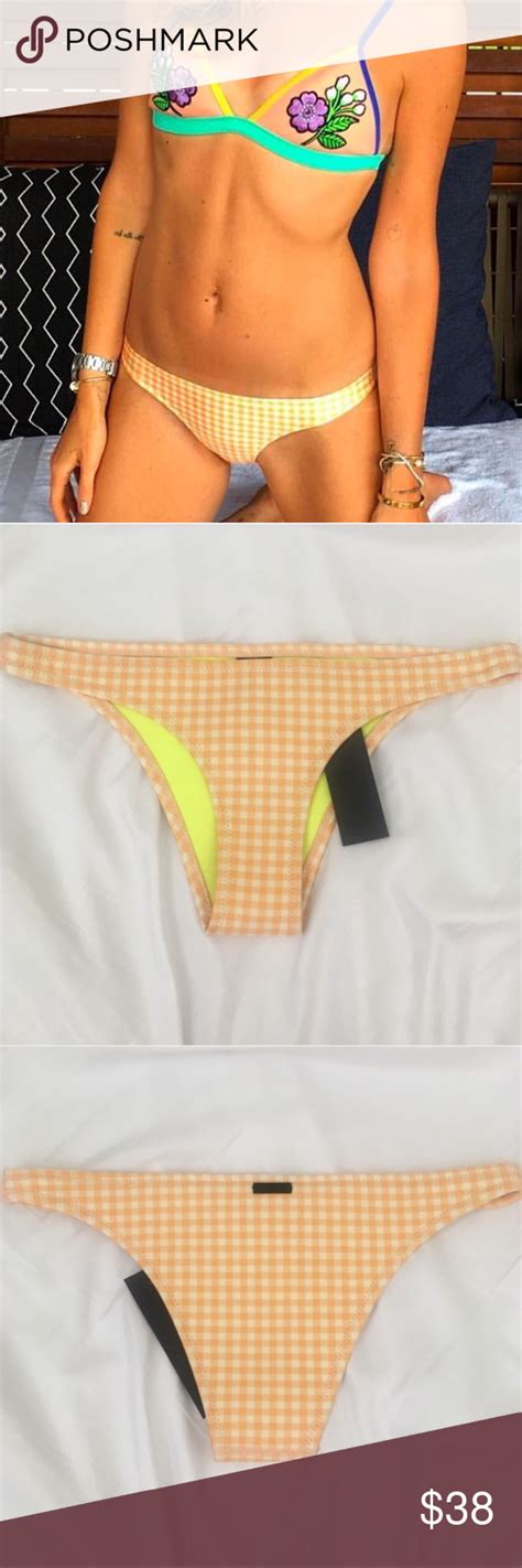 Triangl Gingham Peach Cheeky Bikini Bottom Cheeky Bikini Bottoms