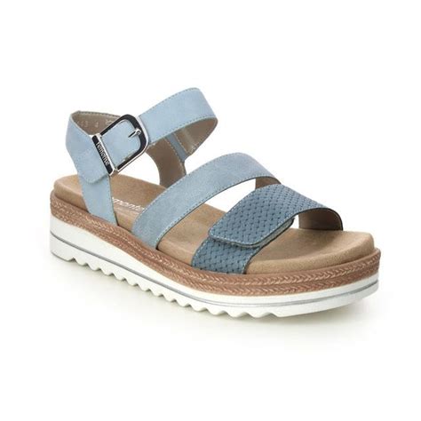 Remonte D0q55 12 Bily 3 Strap Blue Womens Wedge Sandals