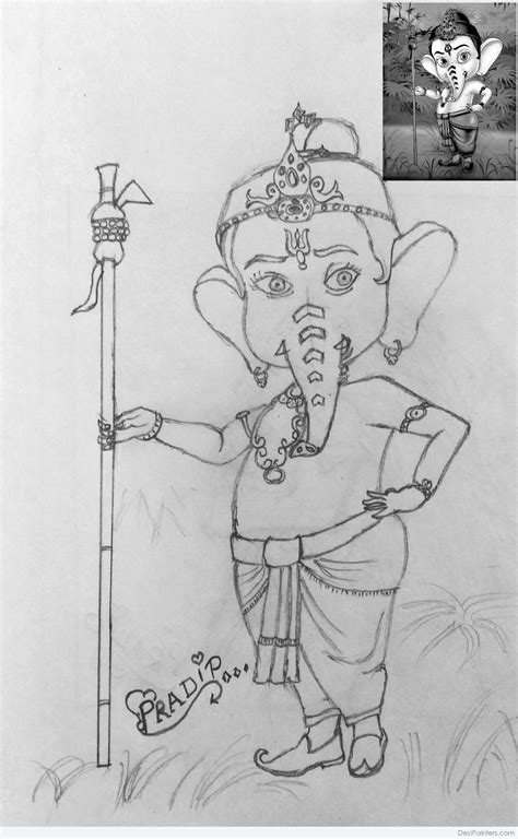 Awesome Pencil Sketch Of Lord Ganesha - Desi Painters