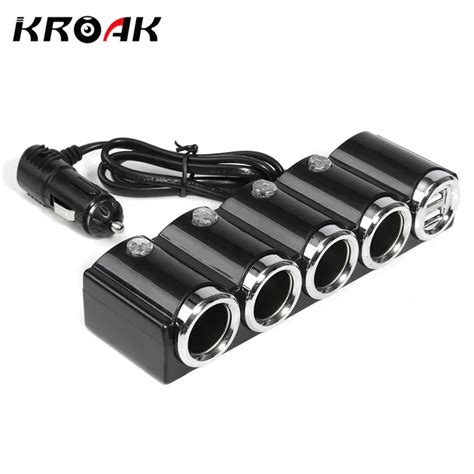 120W 12V 4 Way Multi Socket Car Charger Vehicle Auto Car Cigarette