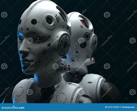 Portrait Of Two Robotic Women Stock Illustration Illustration Of