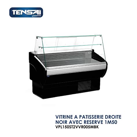 VITRINE A PATISSERIE DROITE NOIR AVEC RESERVE 1M50 VPL150ST2VVR005MBK