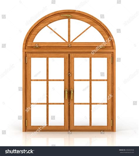 Arched Wooden Window Isolated On White Stock Illustration 296003558