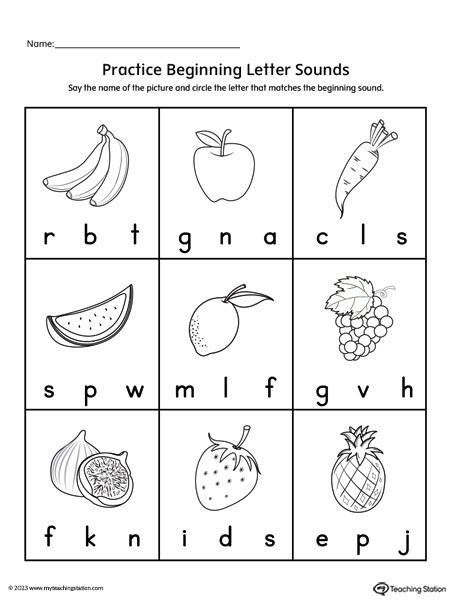 Practice Beginning Letter Sound Worksheet In Color Pr